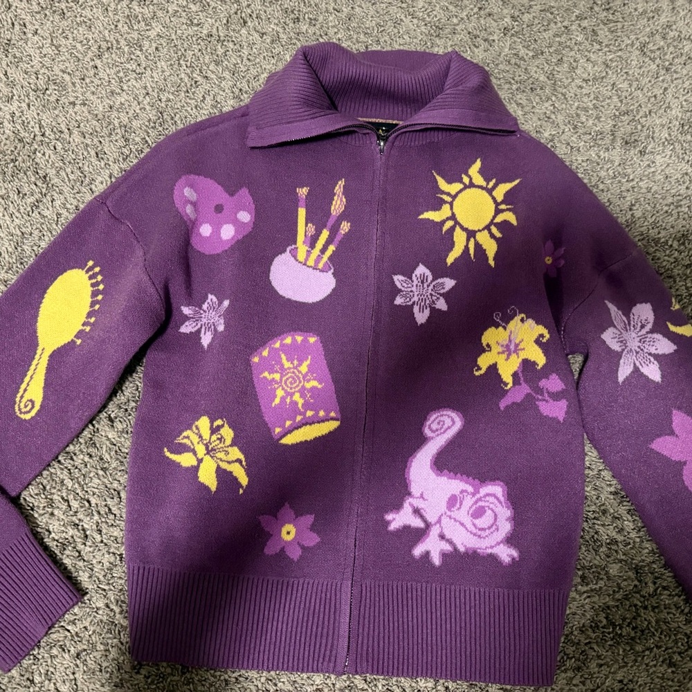 Disney Rapunzel Purple zip-up sweater